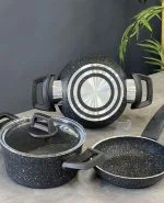 ست قابلمه ۴ پارچه گرانیت آجار کد 0397 - تصویر 2