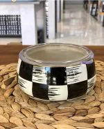 ظروف نگهداری لعابی غذا سه تایی آجار طرح شطرنجی کدXAP-22-0236 - تصویر 8