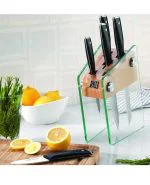 سرویس چاقو 6 پارچه استند شیشه ای مدل وترا Korkmaz کد 685