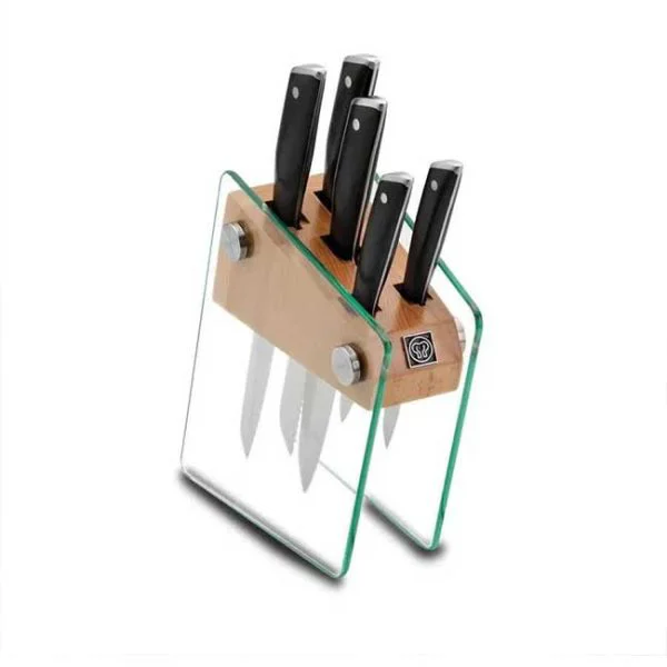 ست چاقو 6 پارچه استند شیشه ای مدل وترا Korkmaz کد 685