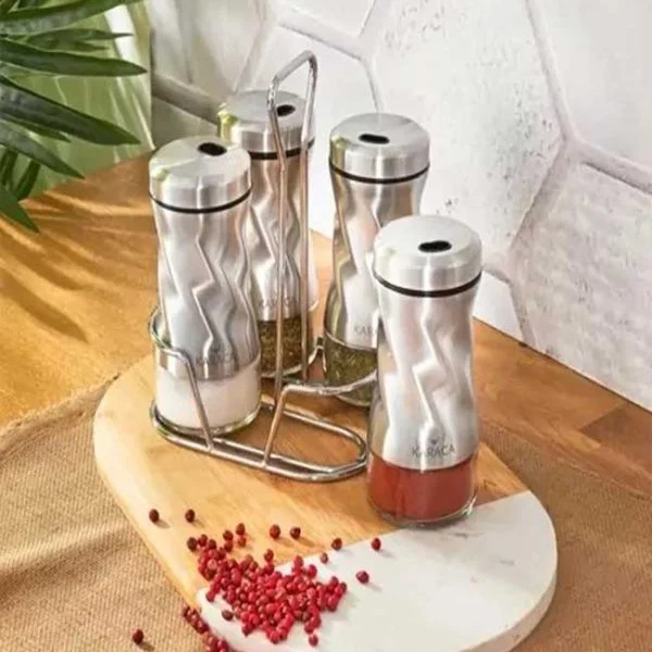 جا ادویه شیشه ای اینوکس 5 پارچه TOTTORi کاراجا کد 502000668