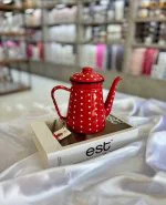 کتری لعابی قرمز خال خالی EBRU کد EKDM - تصویر 4