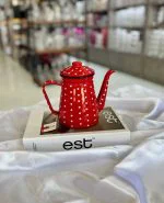 کتری لعابی قرمز خال خالی EBRU کد EKDM - تصویر 5