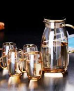 ست پارچ و لیوان 6 تایی پیرکس رنگ شامپاینی arow کد Tr-3450 - تصویر 5