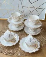 سرویس فنجان و نعلبکی 12 پارچه سرامیکی کد 101813-P/POR - تصویر 3