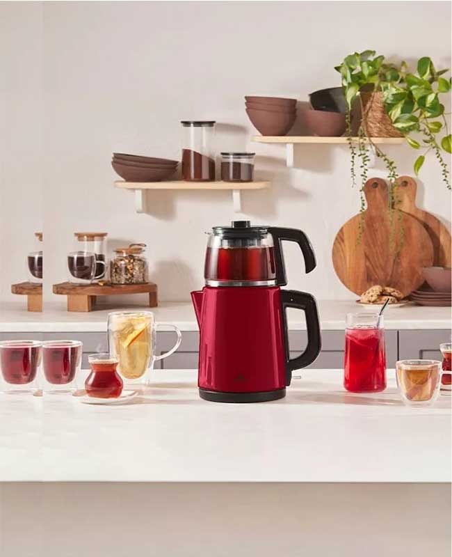 4 چای ساز فلزی شیشه ای Viva سرخابی کاراجا کد502000650 - تصویر 4