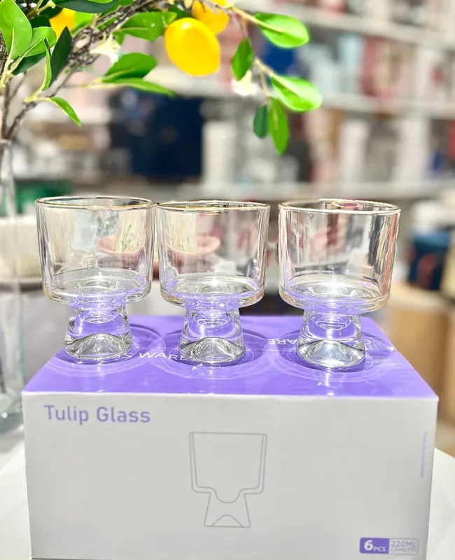 دسرخوری بلور لب طلا Tulip Glass وارداتی کد KIT-1378