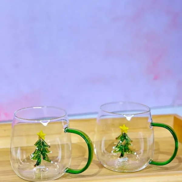 ماگ شیشه ای طرح کاج کریسمس وارداتی کد5700