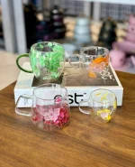 لیوان پیرکس دو جداره طرح پروانه کد KIT-1024