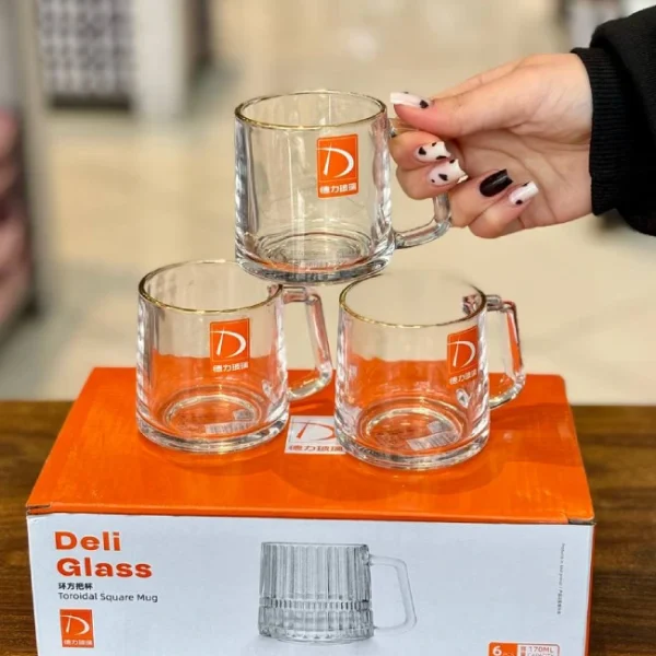 ماگ Deli Glass لب طلا وارداتی Kit-1398