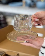 ست فنجان نعلبکی لب طلایی Deli Glass وارداتی کد KIT-1390