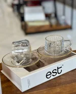 ست فنجان نعلبکی لب طلایی Deli Glass وارداتی کد KIT-1390