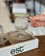 ست فنجان نعلبکی لب طلایی Deli Glass وارداتی کد KIT-1390