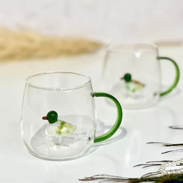 ماگ شیشه ای طرح اردک وارداتی کدvt2077