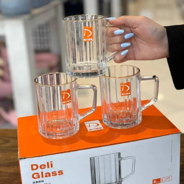 ماگ لب طلا Deli Glass وارداتی 6 تایی کد KIT-1377