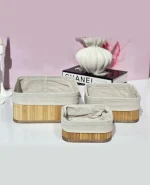 سبد 3 تایی مربع حصیری وارداتی کد vt4828
