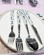 قاشق و چنگال دسته پرسلن وارداتی کد kit -1566