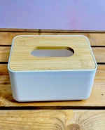 جا دستمالی مستطیل درب بامبو وارداتی کد 2161