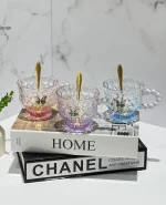 ماگ رنگی دسته مروارید تکی با قاشق کد 6096